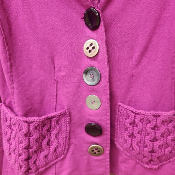 Neon Buddha Women's Purple Button-Up Jacket Knit Pockets Long Sleeve Size S - Picture 4 of 6